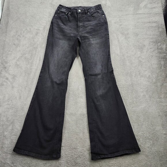 NOBO Jean Womens 3 Black Girlfriend Stretch  Flare Wide Leg Black - Picture 1 of 13